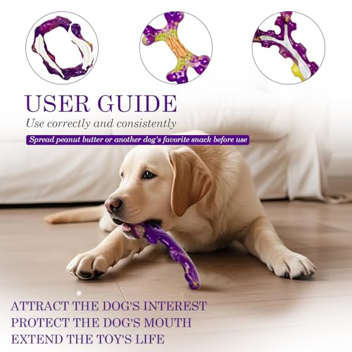 Frienhund 6-Pack Dog Toys for Aggressive Chewers: Dog Toy for Aggressive Chewer Large Breed, Dog Toy to Keep Them Busy, Dog, Bacon Flavor - color: Purple-6-Pack
