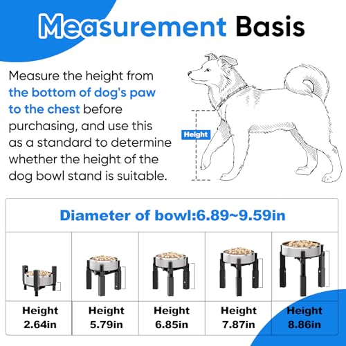 Aystkniet Dog Bowl Stand with Adjustable Height & Width, Anti-Slip Elevated Food Water Bowl Holder for Large Medium Small Dogs, Durable Raised Dog Feeder for Lifted Feeding, Only Stand Without Bowls - size: For Single Bowl