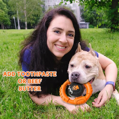 Dog Toys for Aggressive Chewers Large Medium Small Breed, Indestructible Durable Tough Dog Chew Toys to Keep Them Busy, Nylon Rubber Interactive Dog Toys - color: Orange