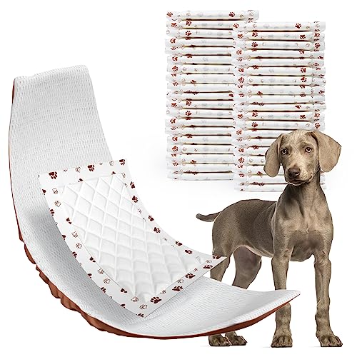 MICOOYO Dog Diaper Liners, Dog Diaper Pads, Disposable Dogs Booster Pads for Puppy, Belly Band Dogs Diapers Liners Male Doggie Diapers Inserts (Paws, L, 25Count) - size: L 25Count