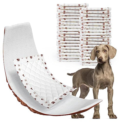 MICOOYO Dog Diaper Liners, Dog Diaper Pads, Disposable Dogs Booster Pads for Puppy, Belly Band Dogs Diapes Liners Male Doggie Diapers Inserts (Paws, L, 50Count) - size: L 50Count