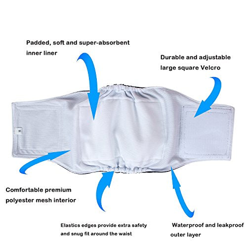 Teamoy Male Dog Belly Bands Washable 4-Pack, Reusable Dog Diapers Wraps for Incontinence & Marking (M,13"-16" Waist) - size: M(13"-16"Waist)