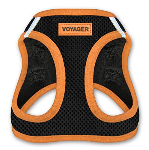 Best Pet Supplies - All Weather Mesh, Reflective, No Pull Harness for Small, Medium Dogs, Cats - Secure with Hook & Loop Fastener, Buckle, Double D-Rings - Orange Trim, XS