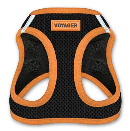 Best Pet Supplies - All Weather Mesh, Reflective, No Pull Harness for Small, Medium Dogs, Cats - Secure with Hook & Loop Fastener, Buckle, Double D-Rings - Orange Trim, XS