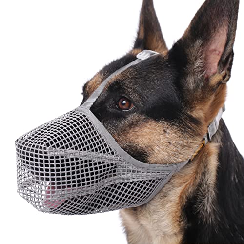 Mayerzon Dog Muzzle, Patented Mesh Muzzles for Small Medium Large Dogs, Soft Covered Mouth Guard with Adjustable Straps, Prevent Biting Chewing and Licking