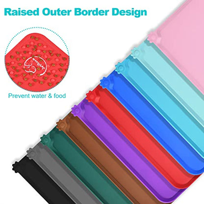 Silicone Waterproof Dog Cat Pet Feeding Mats, Non Slip, Easy Clean Pet Dog Cat Bowl Mats Placemat (18.5" x 11.5") Red - color: Red, size: 18.5" x 11.5"