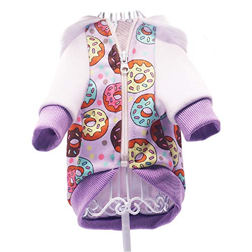 Purple Puppy Dog Hoodies for Small Medium Dogs, Christmas Hooded Sweatshirt with Pocket Pet Cat Hoody Clothes Sweaters Fleece Coat Dog Costume Winter - color: Purple Donut, size: X-Small