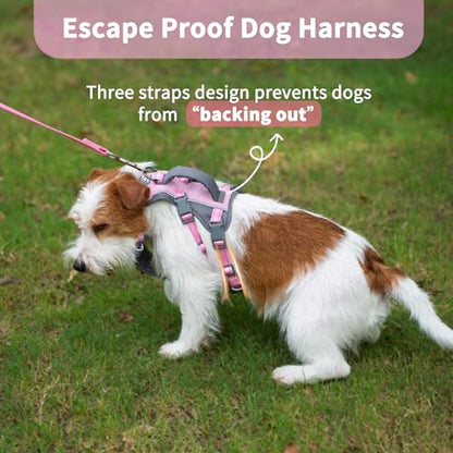 Huntboo Reflective Dog Harness with Handle, Escape Proof, No Slip, Breathable, Lightweight, Adjustable Lift Harness for Small, Medium, and Large Dogs Walking, Training, and Running Gear(Light Pink,S) - color: Light Pink, size: Small (Pack of 1)