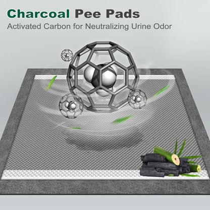 MIZOK Pee Pads for Dogs Charcoal, 28x30in Large Wee Wee Pads for Dogs, Superior Odor Protection, Super Absorbent & Leak-Proof, Puppy Pads with Adhesive Tabs, Thick & Heavy (50 Count) - size: Large 28"x30" 50 Count