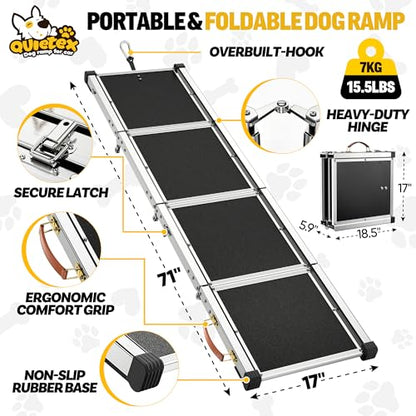 Extra Long 70”Dog Ramp Folding Pet Ramp for Car Large Dogs with Non-Slip Surface Dog Ramps up to 200 lb for Car SUV Truck
