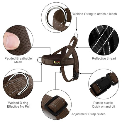 Plutus Pet No Pull Dog Harness with Breathable Mesh Padded, Adjustable Reflective Escape Proof Dog Harness, Quick Fit Dog Vest Harness for Small Medium Large Dogs(XXS, Chocolate) - color: Chocolate, size: XXS: chest 11.8"-15"