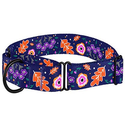 CollarDirect Martingale Dog Collar Heavy Duty Nylon Slip Collars for Small Medium Large Dogs [Nylon, Patterned, Navy Blue, L, 15"-20"] - color: Navy Blue, size: Large (Neck Size 15"-20")