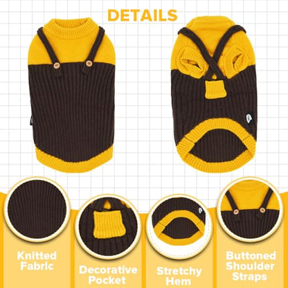 Dachshund Sweater for Fall Winter, 2-Leg Dog Knitwear with Suspender Design, Cozy Pullover Dog Clothes for Small & Medium Breeds (Size 3(11-15 lbs)) - size: Size 3(11-15 lbs)