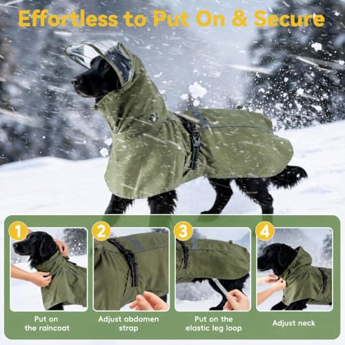 Waterproof Dog Rain Coat, Breathable Windproof Dog Raincoat with Adjustable Strip, Leash Port, Removable Hood, Reflective Full-Body Coverage Pet Poncho | Small Dogs, Green (XL) - size: XL-Fit for 11 to 18 pounds