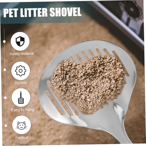 Yardwe 2pcs Stainless Steel Cat Litter Scoop Wide Metal Poop Scooper for Efficient Cleaning Durable Design with High Efficiency Mesh for Litter Box Maintenance