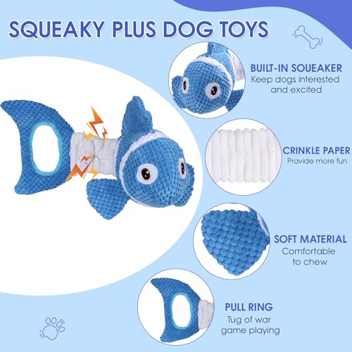 Squeaky Dog Toys - Plush Toy, Durable, Stretchy, Keeps Dogs Busy, Interactive Dog Toys Stress Release Game for Boredom Suitable for Small Medium and Large Dogs - color: Blue