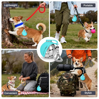 Portable Dog Water Bottle 10oz Stainless Steel Travel Dog Water Dispenser with Bowl No-Spill Puppy Water Bottle for Walking Hiking Small Dog Water Bottle (Blue Bow Print) - color: Blue Bow Print