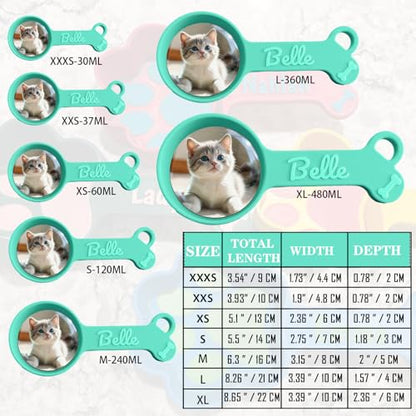 ubjva Personalized Dog Food Scoop Custom Cat Food Measuring Cup with Name Pet Accessories Gifts for Pet Lover - color: Round Paws&Photo