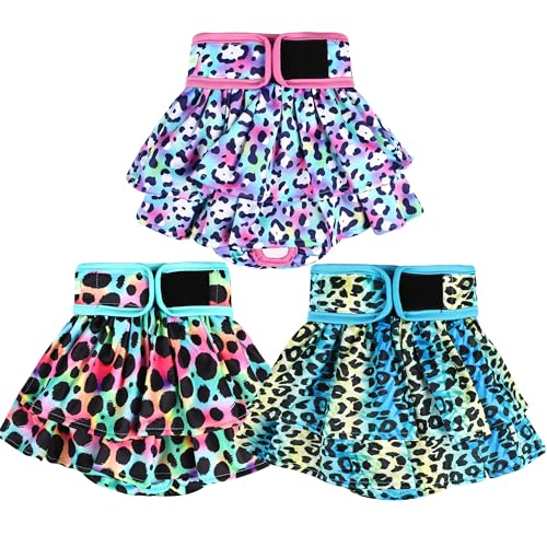 wegreeco Dog Diapers Female (3 Pack), Highly Absorbent Dog Diapers for Female Dogs in Heat, Incontinence, or Excitable Urination (Colorful Leopard, Medium) - color: Colorful Leopard, size: Medium (Pack of 3)