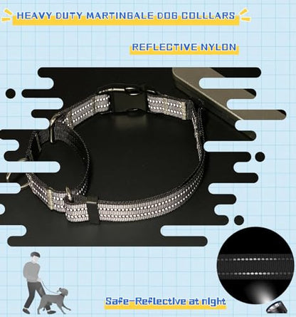 Martingale Dog Collars with Quick Release Buckle, Heavy Duty Nylon Reflective Dog Collar, NO Pull Walking Training Collar for Large, Medium, Small Dogs (Gray, Small) - color: Gray, size: Small