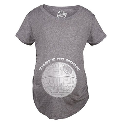 Maternity Thats No Moon Cute T Shirt Funny Pregnancy Announcement Baby Bump Tee - color: Dark Heather Grey, size: X-Large