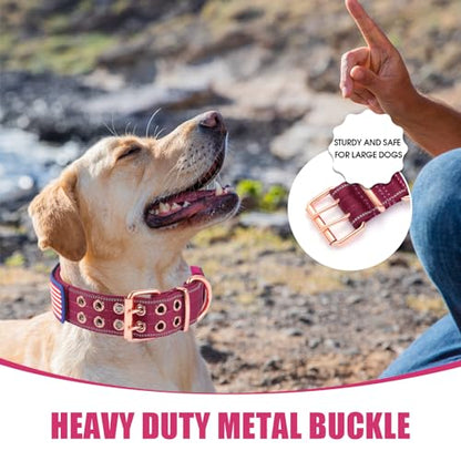 Heavy Duty Tactical Dog Collar with Neoprene Padded and Metal Buckle, Reflective Nylon for Medium to Large Dogs(Wine Red, Medium) - color: Wine Red, size: Medium (Pack of 1)