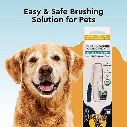 RADIUS USDA Organic Dental Solutions Adult Kit 2 Units, Includes 1 Dog Toothbrush & 1 0.8oz Toothpaste, Firm Bristle & Non Toxic Toothpaste for Dogs, Designed to Clean Teeth, Xylitol Free - style: Adult - Pack of 2