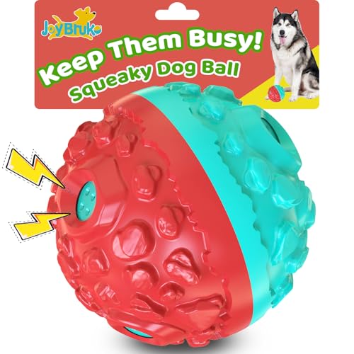 Dog Ball for Aggressive Chewers - Interactive Dog Toy Giggle Balls Fun Squeaky Sound to Keep Them Busy, Durable for Small Medium Large Breeds, Rubber Chew Toys, As Seen on TV, Blue & Red - color: Blue & Red