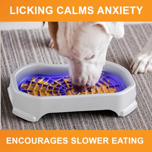 Neater Pets Neat-LIK Dog Lick Mat w/Mess-Proof Tray, Lick Mat for Dogs, Cats, Puppy, Reduces Anxiety & Boredom, Peanut Butter Slow Feeder, Interactive Treat Licking Pad (Purple/Vanilla Bean) - color: Purple Mat w/ Vanilla Bean Tray