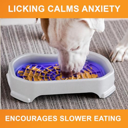 Neater Pets Neat-LIK Dog Lick Mat w/Mess-Proof Tray, Lick Mat for Dogs, Cats, Puppy, Reduces Anxiety & Boredom, Peanut Butter Slow Feeder, Interactive Treat Licking Pad (Purple/Vanilla Bean) - color: Purple Mat w/ Vanilla Bean Tray