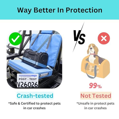 Crash-Tested Expandable Cat Carrier & Small Dog Car Seat - CPS Certified for Crash Protection & Safe Pet Travel. - size: Medium-20x12x12