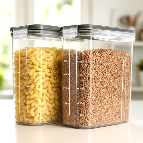 Utopia Kitchen Cereal Containers Storage Set – 3 Pack 4L(135.2 oz) Airtight Food Storage Containers with Lids, BPA-Free Cereal Dispensers for Pantry Organization and Storage (Clear) - size: 4 Liter (Pack of 3)