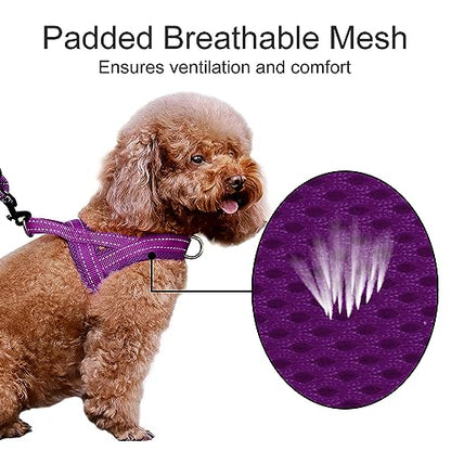 Plutus Pet No Pull Dog Harness with Breathable Mesh Padded, Adjustable Reflective Escape Proof Dog Harness, Quick Fit Dog Vest Harness for Small Medium Large Dogs(XS, Purple) - color: Purple, size: XS: chest 13.8"-17.3"