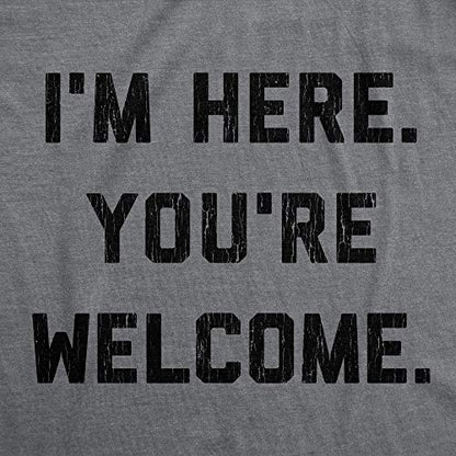 Funny Mens Shirts Sarcastic Tees with Funny Sayings and Cool Designs for Guys - color: Dark Heather Grey - Here Welcome, size: Small