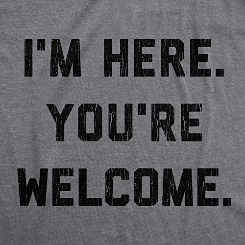 Funny Mens Shirts Sarcastic Tees with Funny Sayings and Cool Designs for Guys - color: Dark Heather Grey - Here Welcome, size: XX-Large