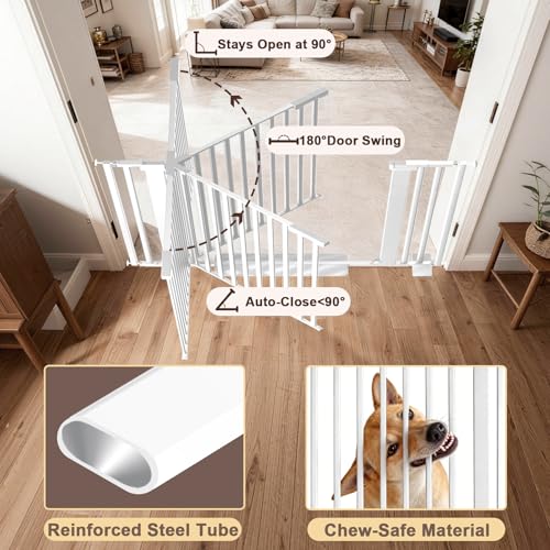 30-41 Inch Extra Wide Outdoor Baby Gate/Dog Gate, Indoor Pet Gate for Doorways, Hallways and Stairs No Drilling, Auto Close, Pressure Mounted Safety gate for Babies,Pets,White - size: White 30-41 inches wide
