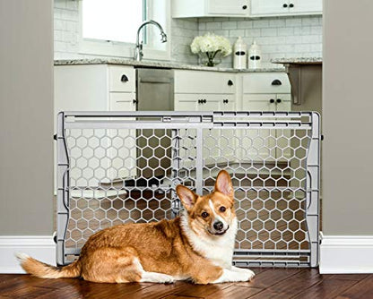 Carlson 28"-42" Easy Fit Dog Gate, Expandable Plastic Pet Gate, Pressure Mounted Gate for Doorways & Hallways, Gray - size: 23" Tall, 28-42" Wide