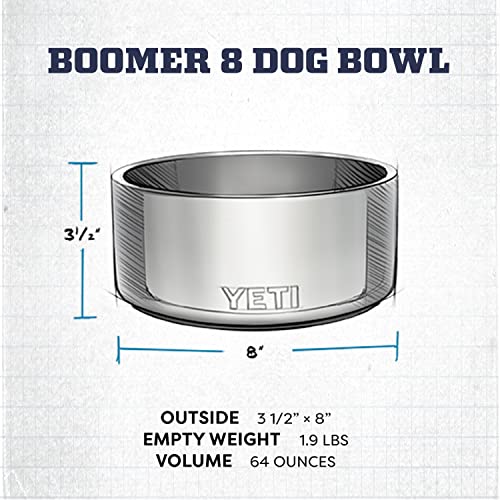 YETI Boomer 8, Stainless Steel, Non-Slip Dog Bowl, Holds 64 Ounces - color: Bimini Pink