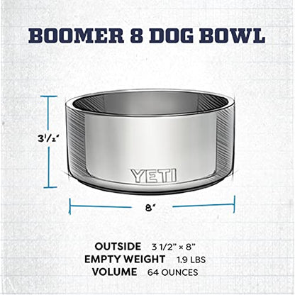 YETI Boomer 8, Stainless Steel, Non-Slip Dog Bowl, Holds 64 Ounces - color: Bimini Pink