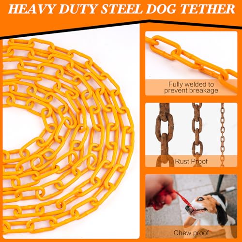 Chain Truck Bed Dog Tether for Two Dogs,Adjustable Double Safety Chew Proof Metal Truck Bed Dog Leash System for Pickup, SUV, Cars & Trucks (Yellow) - color: Yellow