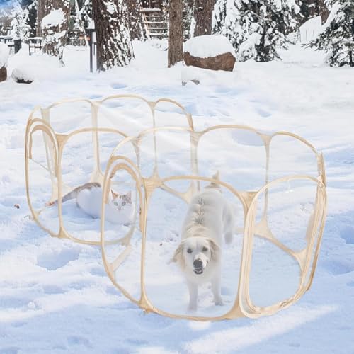 Cold Resistant Cat Playpen PVC Dog Playpen - 90''Portable & Foldable Indoor Outdoor Puppy Playpen - Insulated 2-Room Dog TentCrate Cage Kennel, Playpen for Kitten, Small Animals Play Pen(90"x45"x28") - color: Clear, size: L, 83.5"L x 41.4"W x 32.3"H