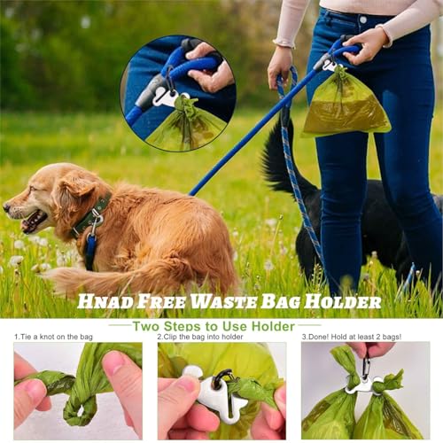 Dog Poop Bag Holder for Leash Attachment - Waste Bag Dispenser for Leash - Fits Any Dog Leash - Portable Set with Hand Free Holder Metal Carrier, Black Round Shape - color: Black