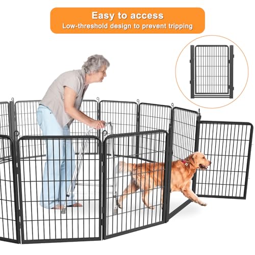 Dog Playpen Outdoor with Low Threshold Gate, 32 inch 40 Panels Dog Play Pen Indoors, Heavy Duty Metal Puppy Playpen Dogs Pen, Rust-Resistant Pet Playpens for Yard RV Camping - color: 40 Panels-32 Inch