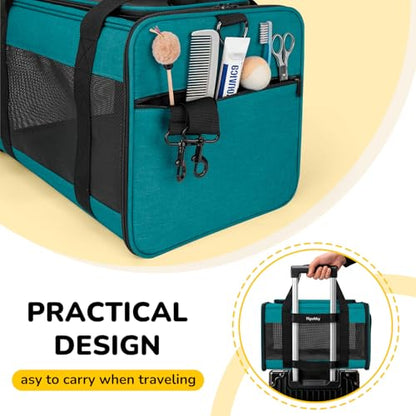 Hipubby Cat Carrier Dog Carrier for Pets Up to 16 Lbs, Soft-Sided Pet Travel Carrier for Cats and Small Dogs, Airline Approved Pet Carrying Case with Shoulder Strap & Removable Mat - Blue - color: Blue
