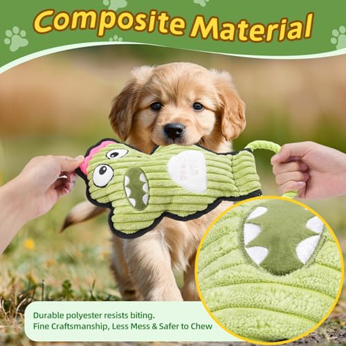2-Pack Crinkle and Squeaky Dog Toys & Tough Tug of War Set - No Stuffing Chew-Resistant Plush Toys to Keep Them Busy, Best Birthday Gift for Small/Medium/Large Breeds (Dino & Gorilla) - color: Dino & Gorilla
