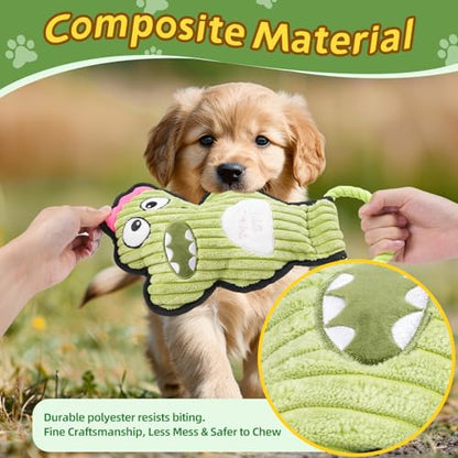 2-Pack Crinkle and Squeaky Dog Toys & Tough Tug of War Set - No Stuffing Chew-Resistant Plush Toys to Keep Them Busy, Best Birthday Gift for Small/Medium/Large Breeds (Dino & Gorilla) - color: Dino & Gorilla