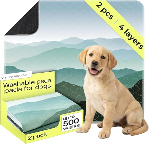 PETSPY Washable Pee Pads for Dogs - Super Absorbent Reusable Puppy Training Pads - 100% Waterproof, Leak-Proof & Non-Slip Whelping Pads for Pet Housebreaking - color: Landscape, size: 36 x 41 Inch (Pack of 2)