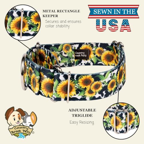Country Brook Petz - HossFit Jr Wide Martingale Dog Collar - Country and Western Collection Featuring Rustic Designs (Dairy Fields, Medium) - color: Dairy Fields, size: Medium (Pack of 1)