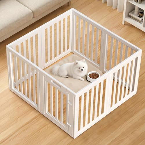 Dog Playpen, Clear Dog Pen, Dog Pen Indoor, Easy to Install and Remove Dog Play Pen, Puppy Playpen Suitable for Dogs, Cats,Dog Playpen Indoor (White, 30.3 inch Height, 8 Panels) - color: white, size: 30.3"Height