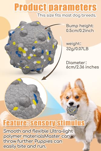 Moonorange 2.36'' Dog Balls for Dogs Aggressive Chewers Indestructible Tennis Durable Bouncy Interactive Dog Toy Balls for Fetch Game Floating Training(Grey Medium) - color: Grey-Medium